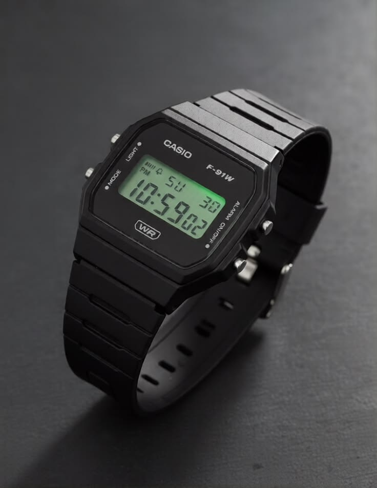 CASIO F-91W HERITAGE SERIES – MINIMALIST All-BLACK DIGITAL WATCH WITH BIO-BASED RESIN - UNISEX